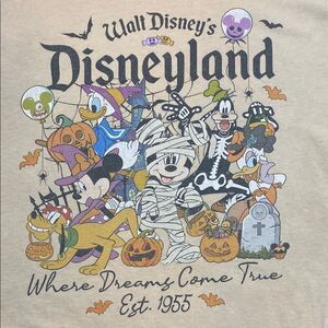 DISNEY Halloween Tan Short Sleeve Tee with Graphic Print